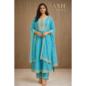 Blue Anarkali partywear